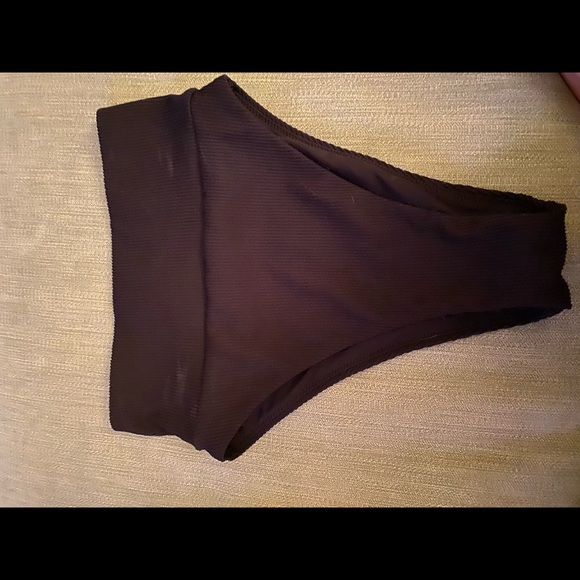 high waisted black ribbed arie bathing suit bottom - Picture 1 of 3